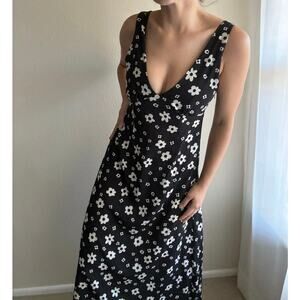 Princess Polly Black White Daisy Midi Dress mod boho summer beach party resort